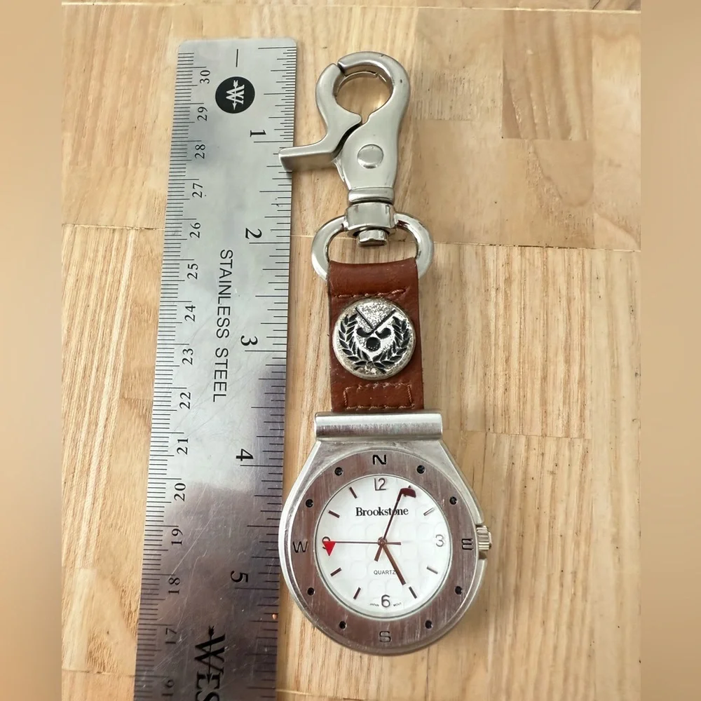 Brookstone golf theme carabiner pocket watch NEW BATTERY